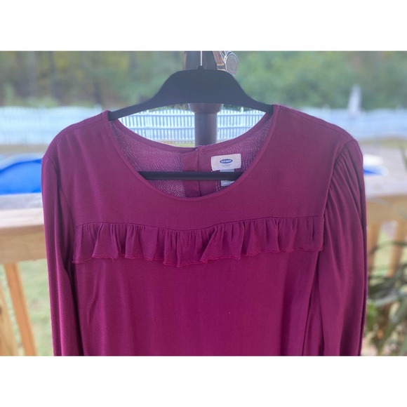 Old Navy Dress Large Long Sleeve Ruffled Berry NEW - Picture 2 of 8